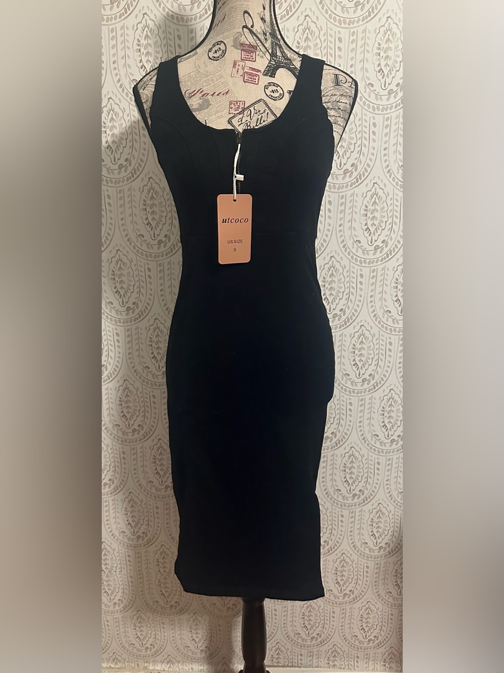 Black Sleeveless Denim Dress - US Size S